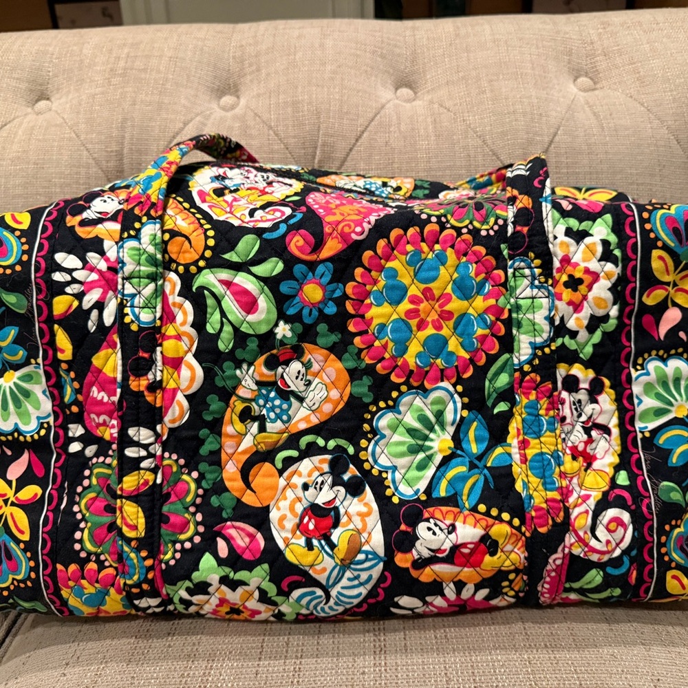 Vera Bradley Disney Midnight With Mickey Quilted Large 22" Duffle Duffel Bag